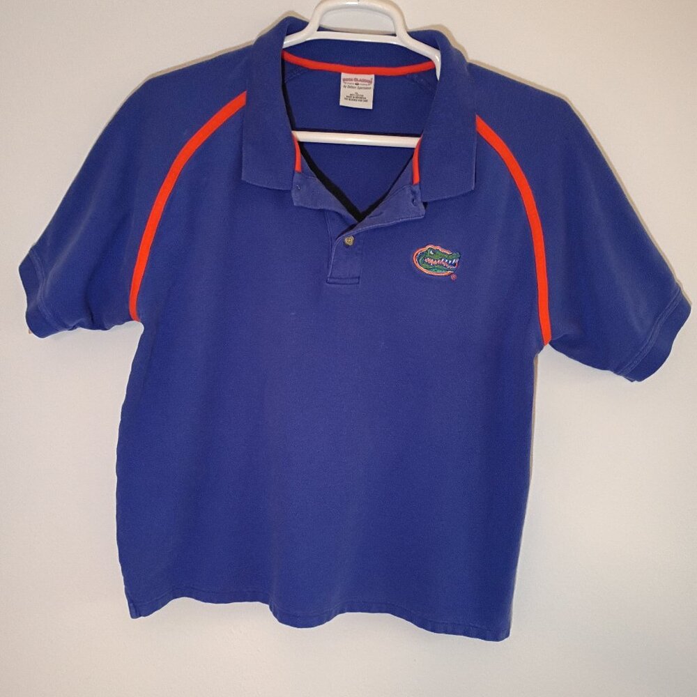 Shirt, Polo, Short, Florida Gators, Blue, Orange Stripes, XL